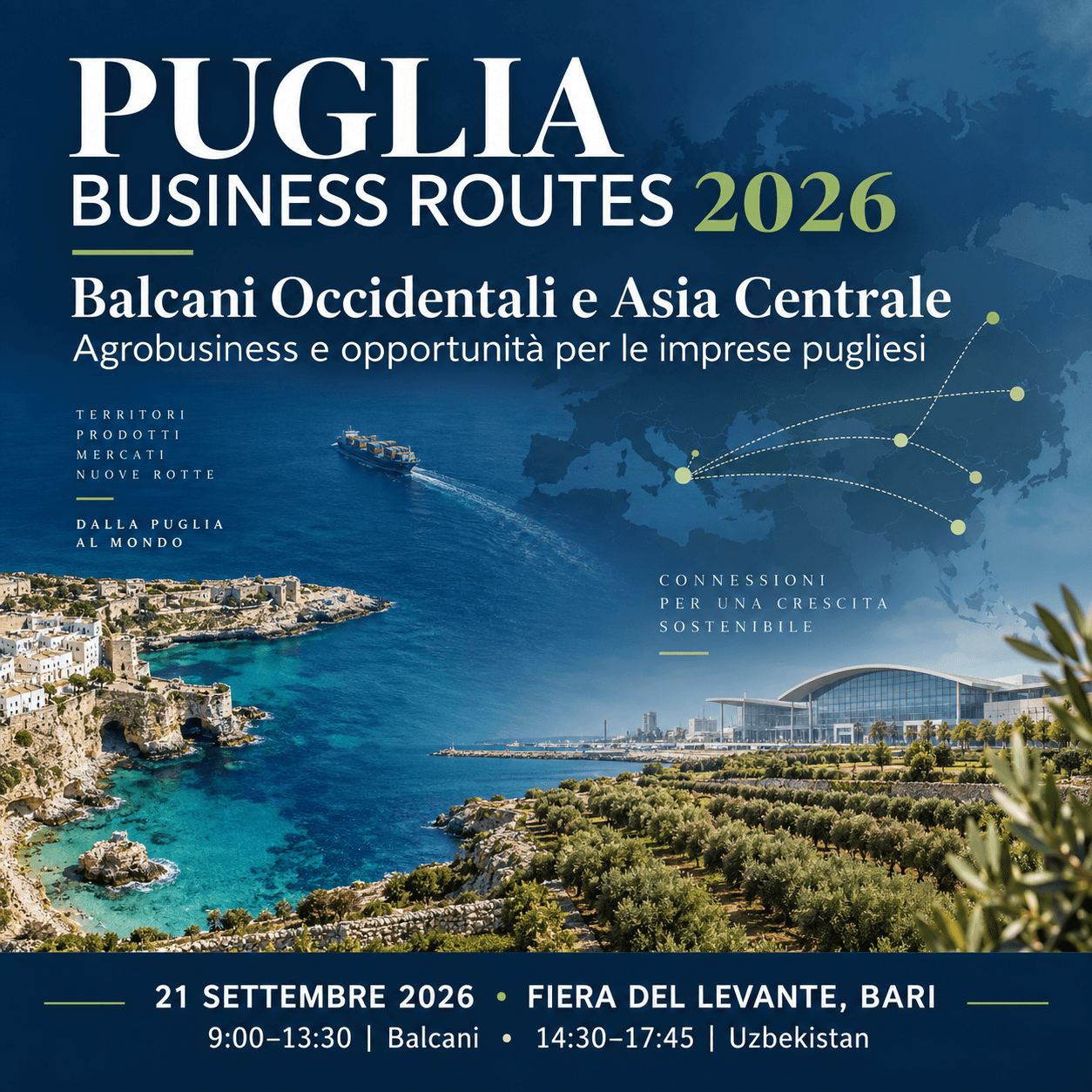 Puglia Business Routes 2026: il 21 settembre in Fiera del Levante le opportunità dell’agrobusiness nei Balcani e in Asia Centrale