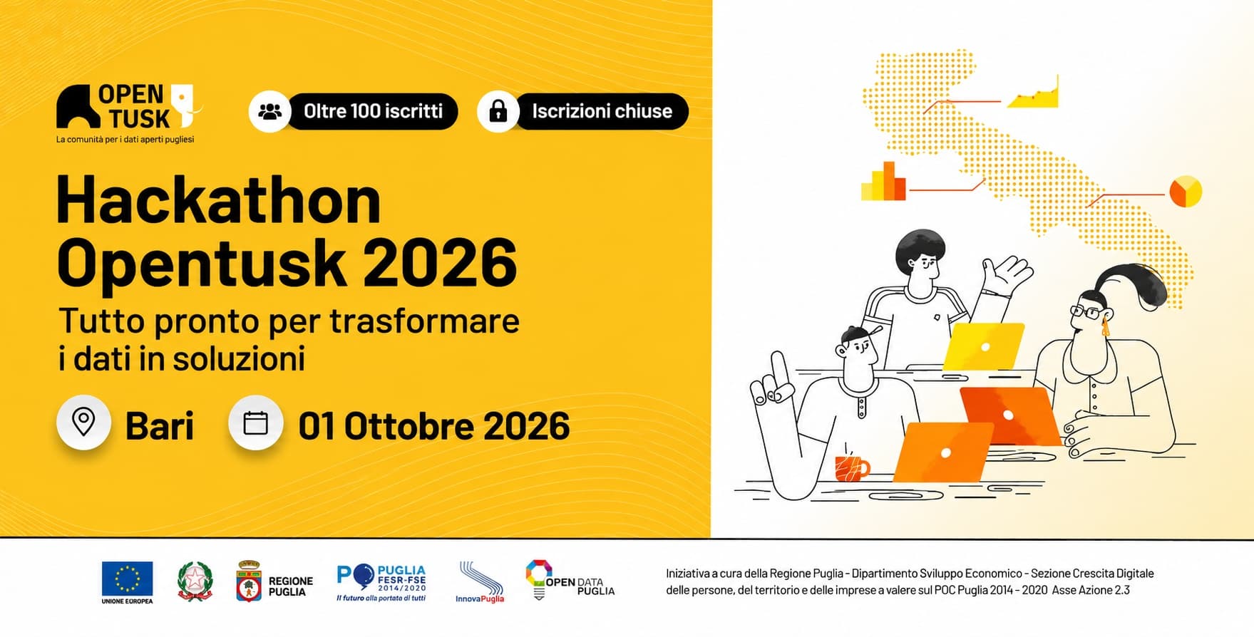 Hackathon Opentusk 2026: oltre 100 iscritti. Tutto pronto per il 1° ottobre