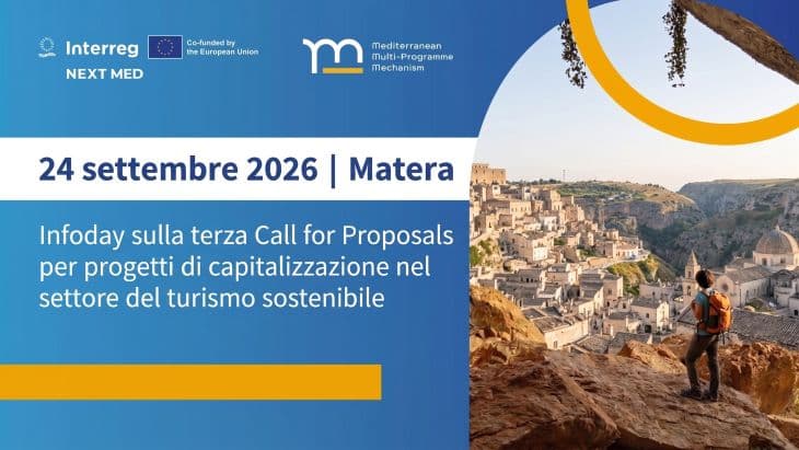 Turismo sostenibile: a Matera l’Infoday della 3^ Call del Programma Interreg NEXT MED