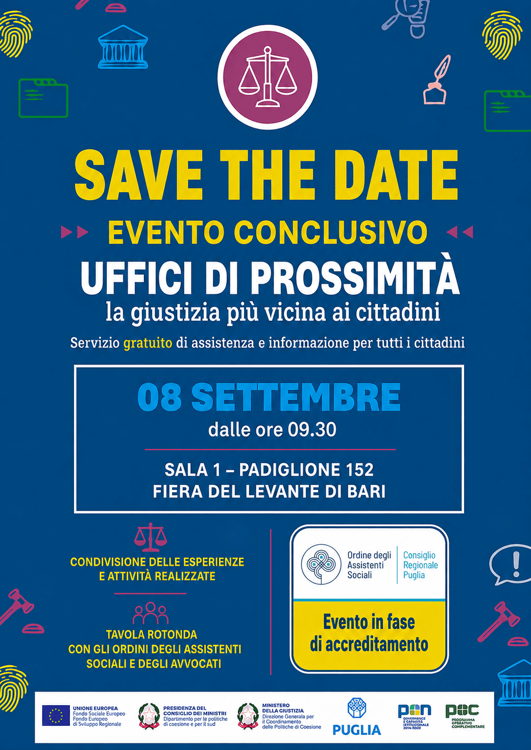 Uffici di Prossimità della Giustizia in Puglia: l’8 settembre l’evento conclusivo del progetto regionale