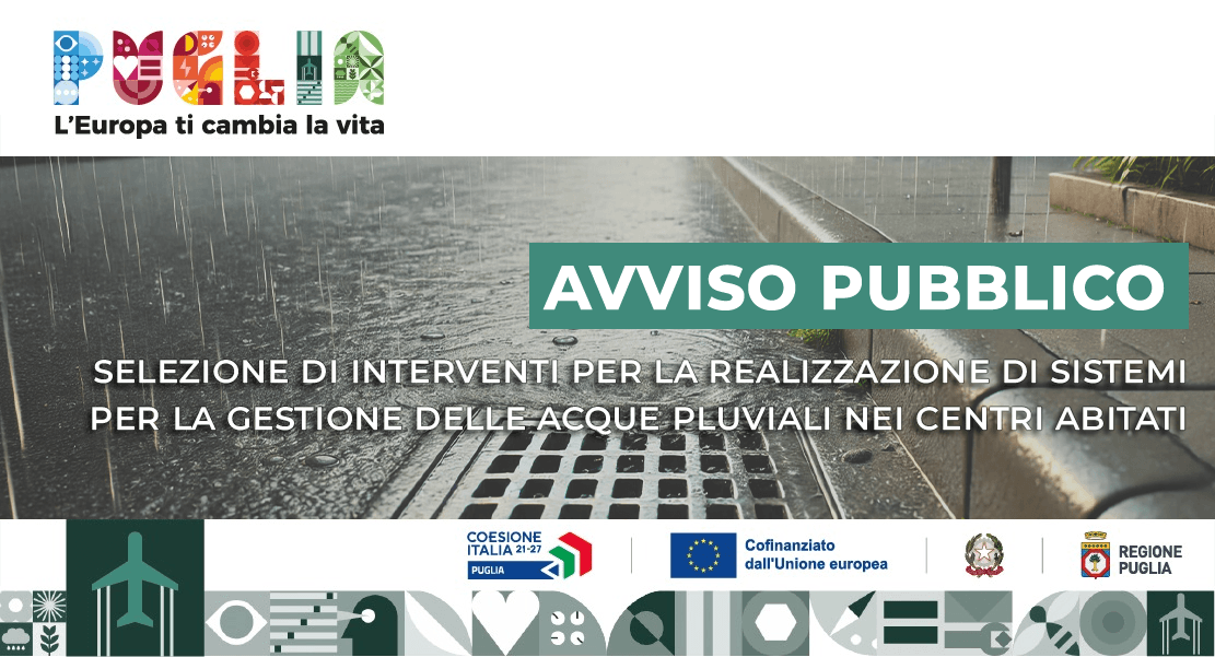 Graduatoria definitiva - Avviso pubblico per la selezione di interventi per la realizzazione di sistemi per la gestione delle acque pluviali nei centri abitati