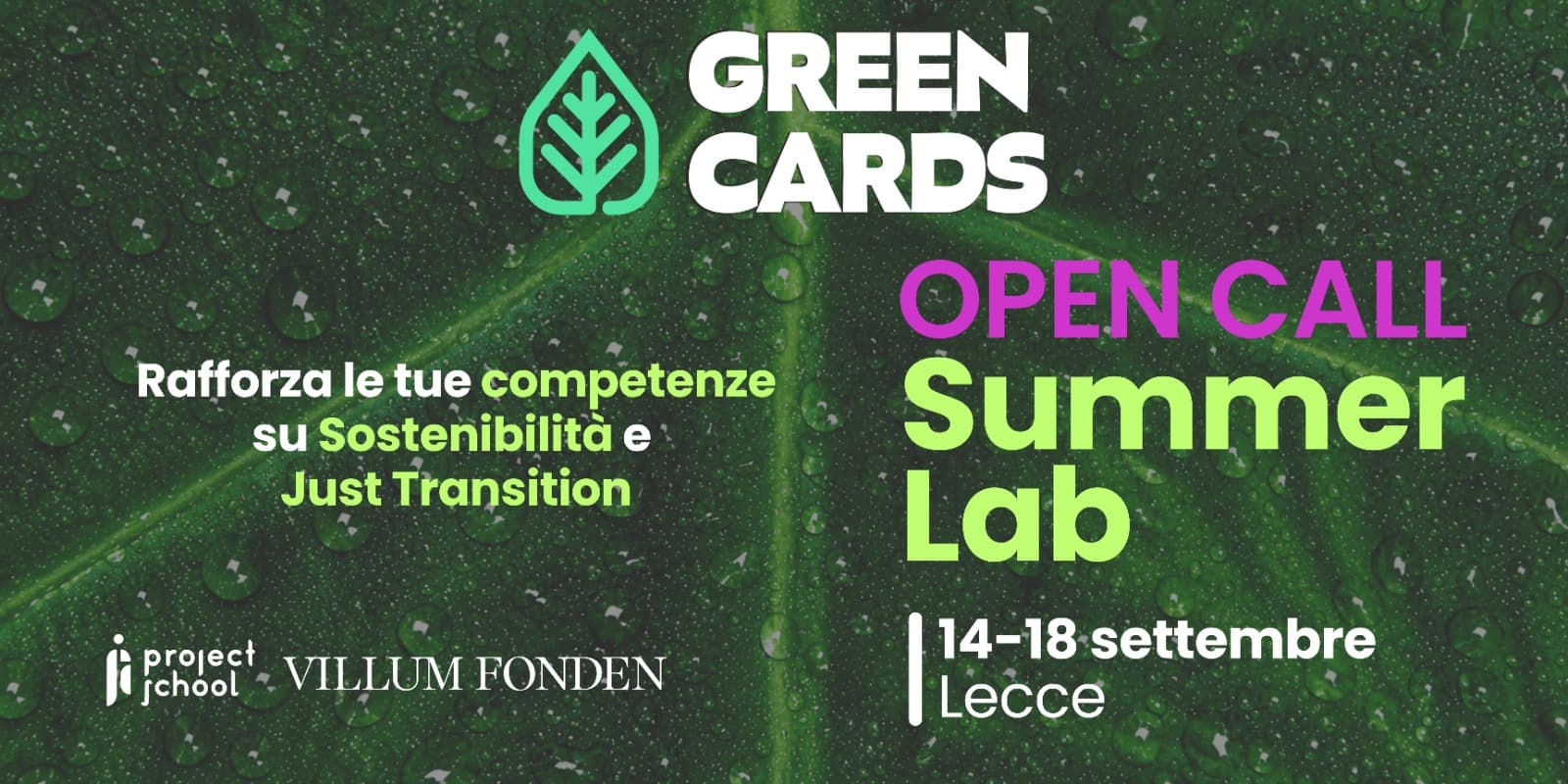 Summer Lab Green Cards dal 14 al 18 settembre 2026: aperte le iscrizioni