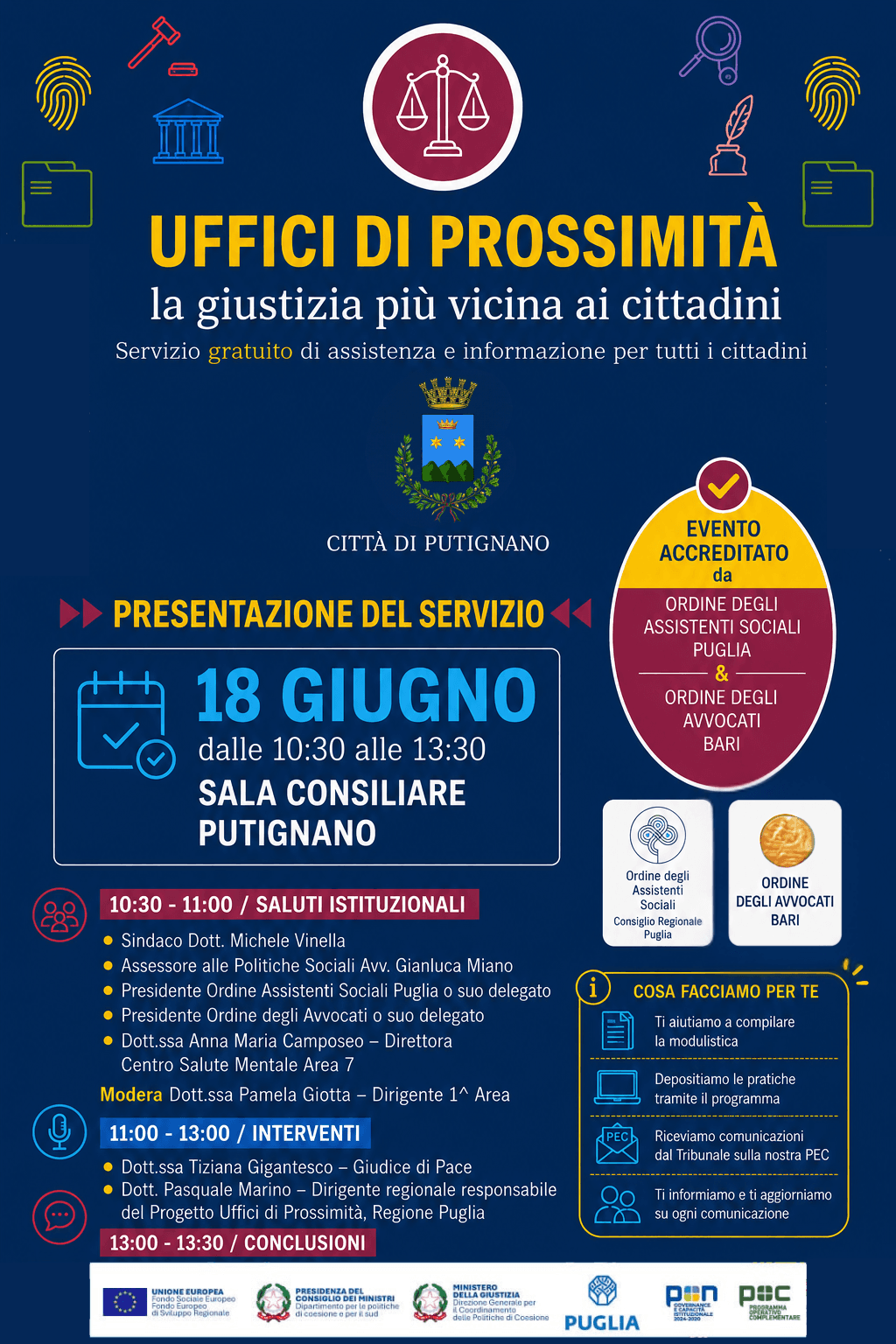 A Putignano il quinto appuntamento per conoscere da vicino i servizi offerti dalla rete degli Uffici di prossimità